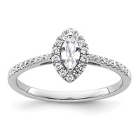 14K White Gold 0.20 Carat Lab Grown Diamond VS SI+ G+ and White Sapphire April Birthstone Ring view 1