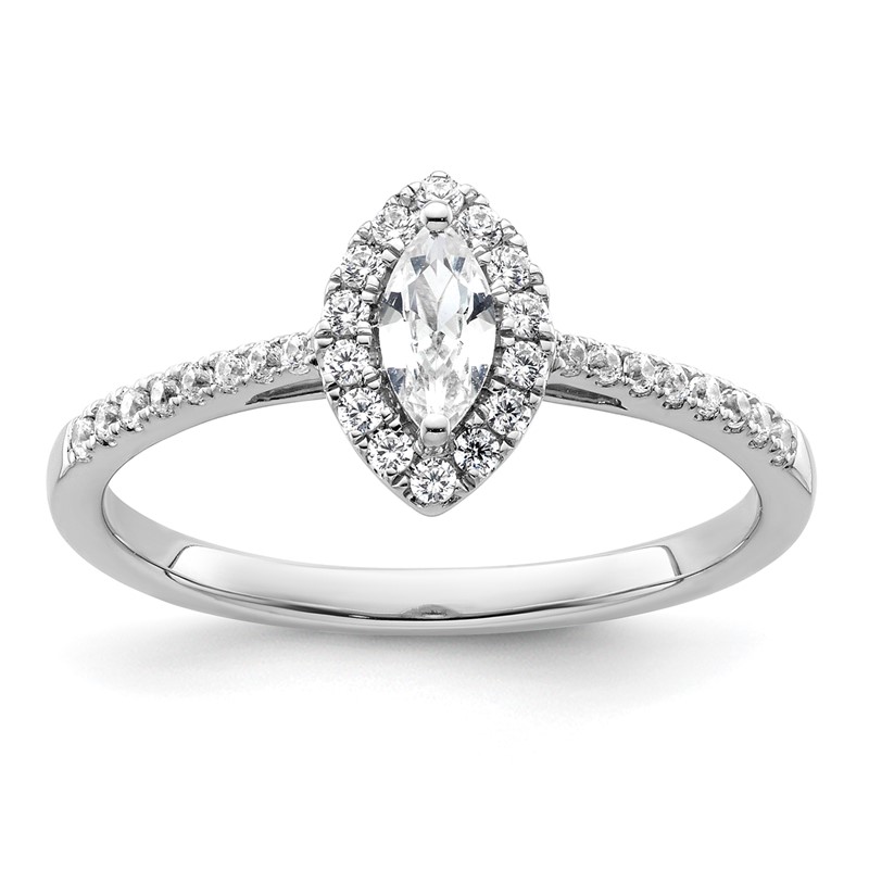 14k White Gold 1/5 carat Lab Grown Diamond VS/SI+ G+ and White Sapphire April Birthstone Ring