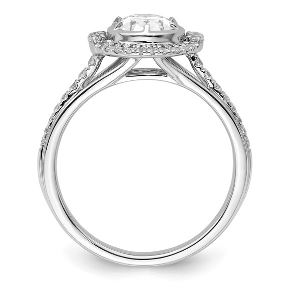 True Origin 14K White Gold 1/3 carat Lab Grown Diamond VS+ F+ Semi-Mount Oval Halo Engagement Ring