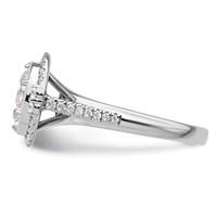 True Origin 14K White Gold 0.33 Carat Lab Grown Diamond VS+ F+ Semi-Mount Oval Halo Engagement Ring view 3