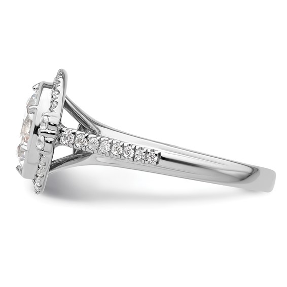 True Origin 14K White Gold 1/3 carat Lab Grown Diamond VS+ F+ Semi-Mount Oval Halo Engagement Ring