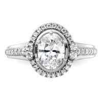 True Origin 14K White Gold 0.33 Carat Lab Grown Diamond VS+ F+ Semi-Mount Oval Halo Engagement Ring view 4