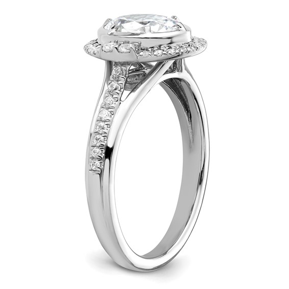 True Origin 14K White Gold 1/3 carat Lab Grown Diamond VS+ F+ Semi-Mount Oval Halo Engagement Ring