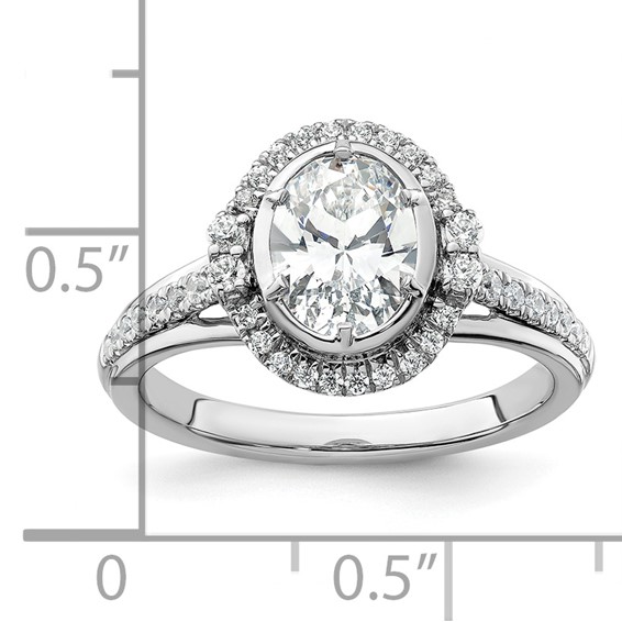 True Origin 14K White Gold 1/3 carat Lab Grown Diamond VS+ F+ Semi-Mount Oval Halo Engagement Ring