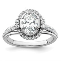 True Origin 14K White Gold 0.33 Carat Lab Grown Diamond VS+ F+ Semi-Mount Oval Halo Engagement Ring view 1