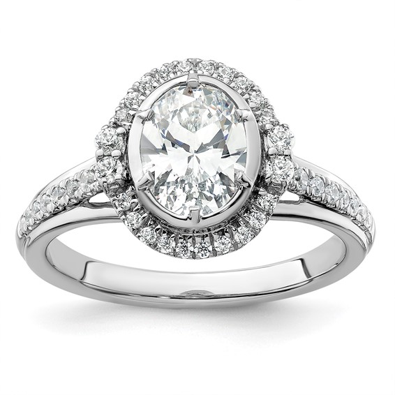 True Origin 14K White Gold 1/3 carat Lab Grown Diamond VS+ F+ Semi-Mount Oval Halo Engagement Ring