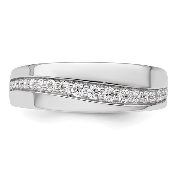 True Origin 14K White Gold Men's 3/8 carat Lab Grown Diamond VS+ F+ Complete Band