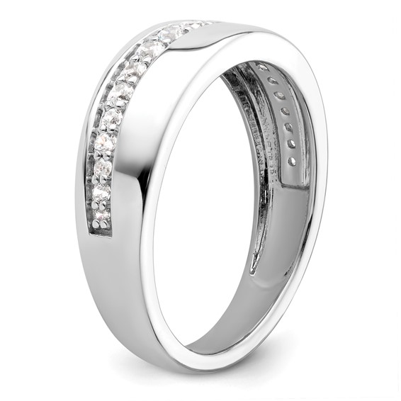 True Origin 14K White Gold Men's 3/8 carat Lab Grown Diamond VS+ F+ Complete Band