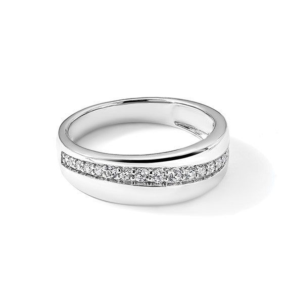 True Origin 14K White Gold Men's 3/8 carat Lab Grown Diamond VS+ F+ Complete Band