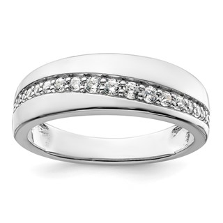 True Origin 14K White Gold Men's 3/8 carat Lab Grown Diamond VS+ F+ Complete Band