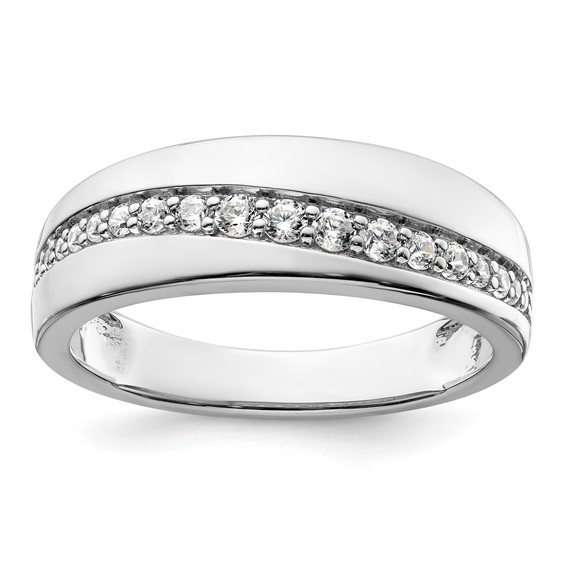 True Origin 14K White Gold Men's 3/8 carat Lab Grown Diamond VS+ F+ Complete Band