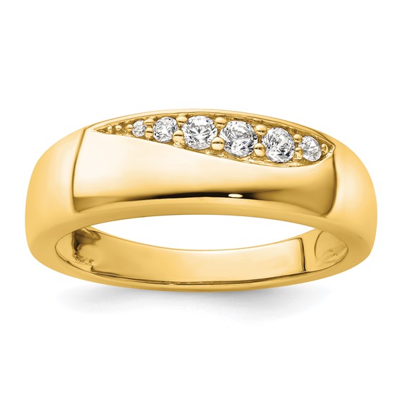 True Origin 14K Yellow Gold Men's 1/4 carat Lab Grown Diamond VS+ F+ Complete Band