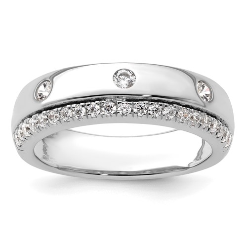 True Origin 14K White Gold Men's 0.50 Carat Lab Grown Diamond VS+ F+ Complete Band