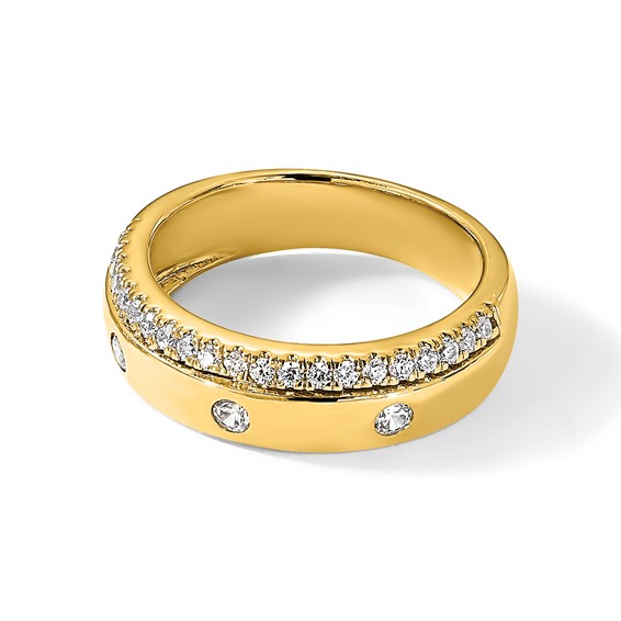 True Origin 14K Yellow Gold Men's 1/2 carat Lab Grown Diamond VS+ F+ Complete Band