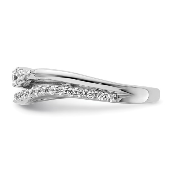 14K White Gold Polished 1/4 carat Diamond Double Band Curved Ring