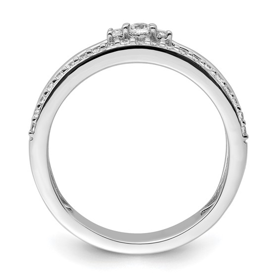 14K White Gold Polished 1/4 carat Diamond Double Band Fashion Ring