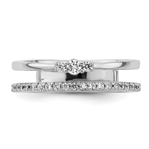14K White Gold Polished 1/4 carat Diamond Double Band Fashion Ring