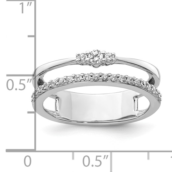 14K White Gold Polished 1/4 carat Diamond Double Band Fashion Ring