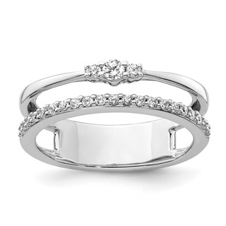 14K White Gold Polished 1/4 carat Diamond Double Band Fashion Ring