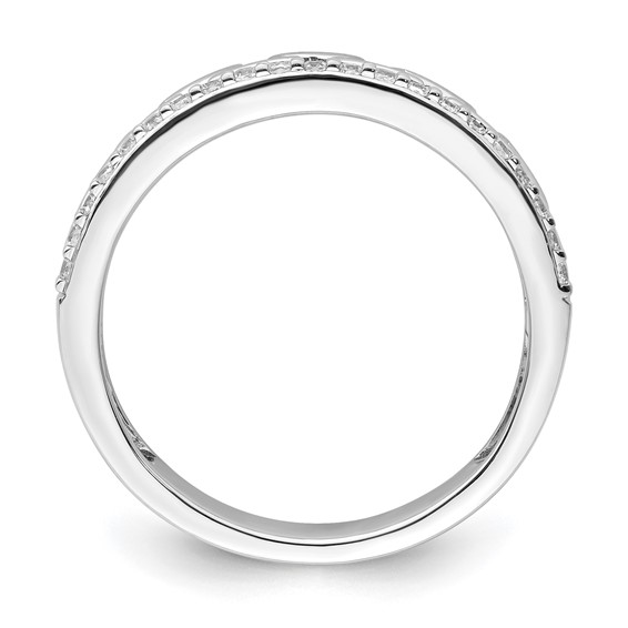 14K White Gold Polished 1/6 carat Diamond Double Band Creek Key Band