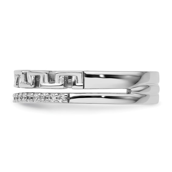 14K White Gold Polished 1/6 carat Diamond Double Band Creek Key Band