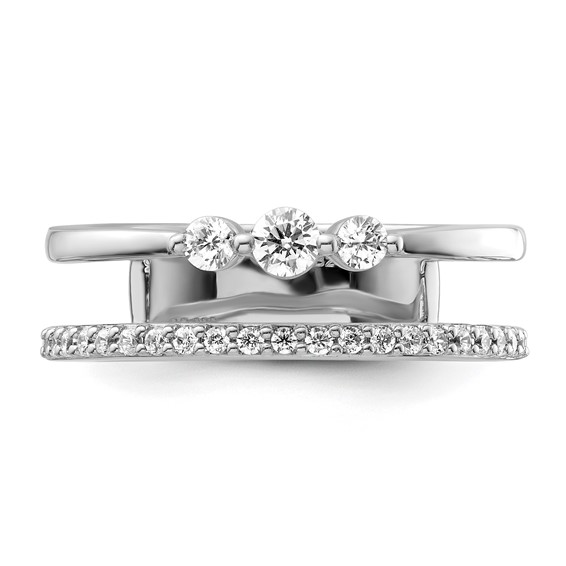 14K White Gold Polished 3/8 carat Diamond Double Band Fashion Ring