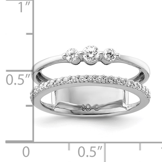 14K White Gold Polished 3/8 carat Diamond Double Band Fashion Ring