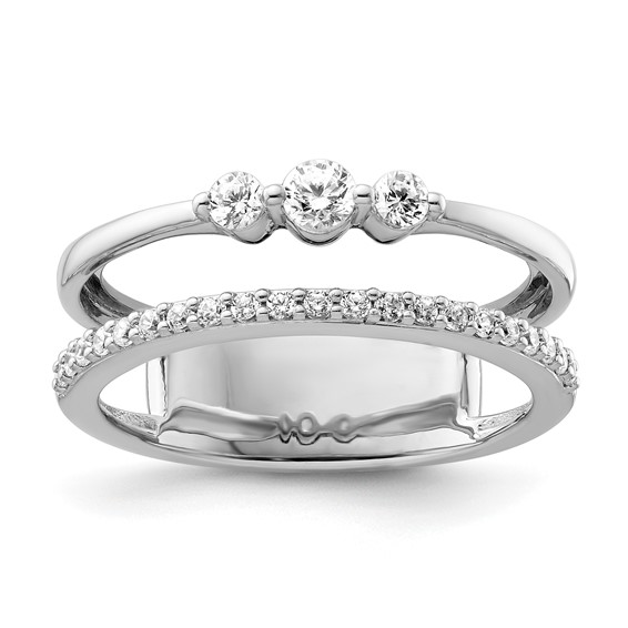 14K White Gold Polished 3/8 carat Diamond Double Band Fashion Ring