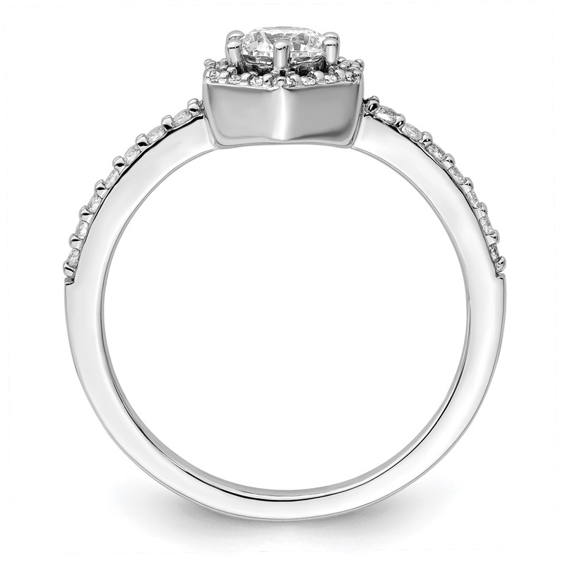 14k White Gold 5/8 carat Lab Grown Diamond VS/SI+ G+ Round Complete Geometric Halo Engagement Ring