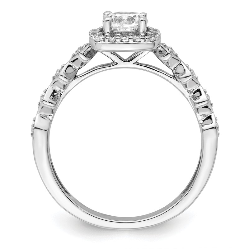 14k White Gold 3/4 carat Lab Grown Diamond VS/SI+ G+ Round Complete Halo Engagement Ring