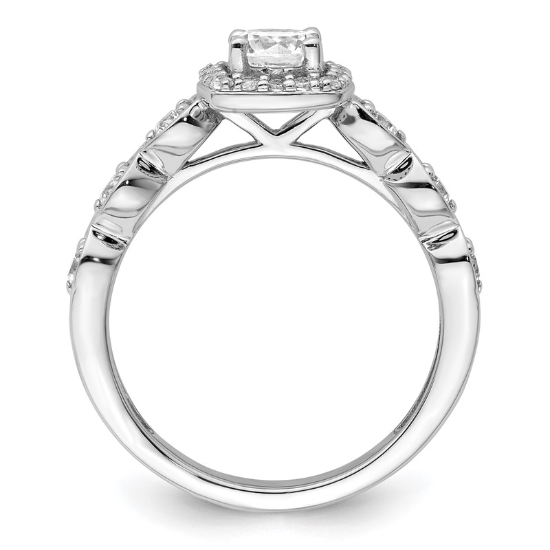 14k White Gold 7/8 carat Lab Grown Diamond VS/SI+ G+ Round Complete Halo Engagement Ring