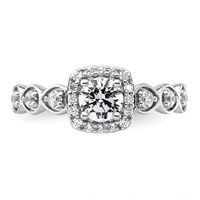 14K White Gold 0.88 Carat Lab Grown Diamond VS SI+ G+ Round Complete Halo Engagement Ring view 4