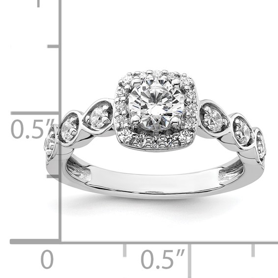 14k White Gold 7/8 carat Lab Grown Diamond VS/SI+ G+ Round Complete Halo Engagement Ring