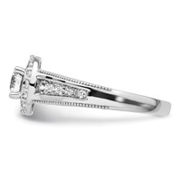 14K White Gold 1 Carat Lab Grown Diamond VS SI+ G+ Round Complete Halo Engagement Ring view 3