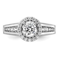14K White Gold 1 Carat Lab Grown Diamond VS SI+ G+ Round Complete Halo Engagement Ring view 4
