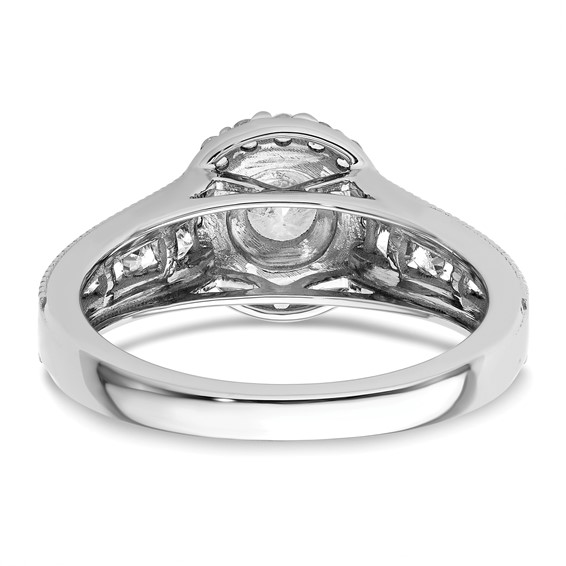 14k White Gold 1 carat Lab Grown Diamond VS/SI+ G+ Round Complete Halo Engagement Ring