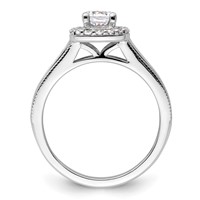 14K White Gold 1 Carat Lab Grown Diamond VS SI+ G+ Round Complete Halo Engagement Ring view 2