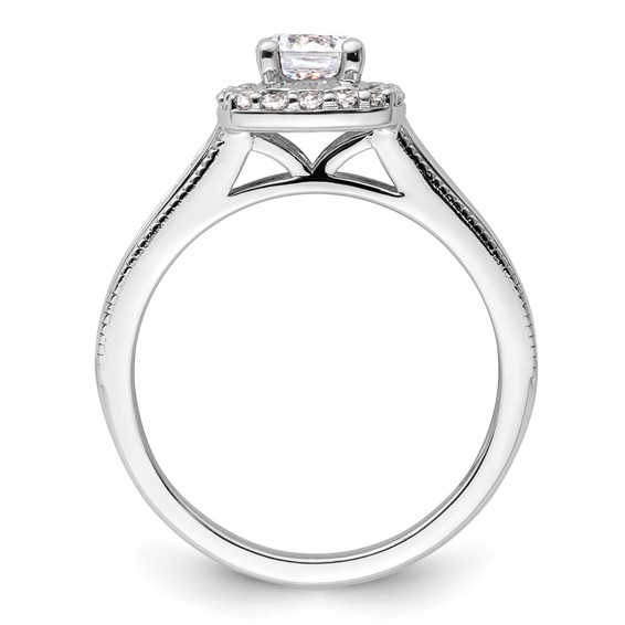 14k White Gold 1 carat Lab Grown Diamond VS/SI+ G+ Round Complete Halo Engagement Ring
