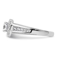 14K White Gold 1 Carat Lab Grown Diamond VS SI+ G+ Round Complete Halo Engagement Ring view 3