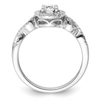 14K White Gold 0.62 Carat Lab Grown Diamond VS SI+ G+ Round Complete Fancy Halo Engagement Ring view 2