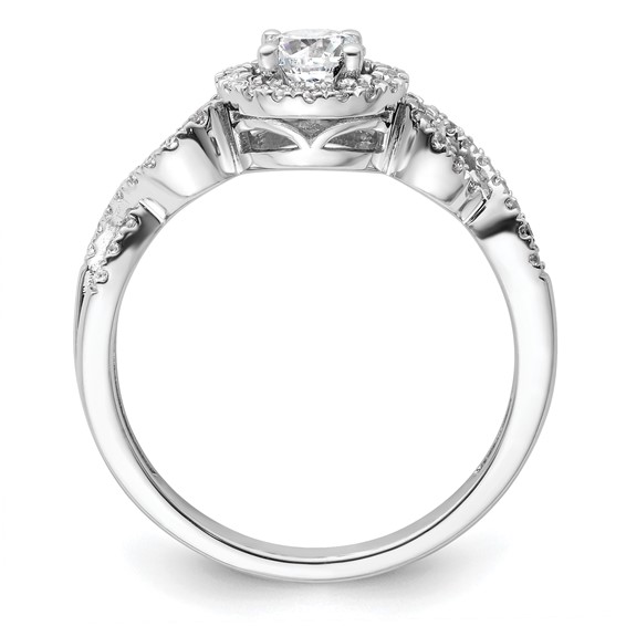 14k White Gold 5/8 carat Lab Grown Diamond VS/SI+ G+ Round Complete Fancy Halo Engagement Ring