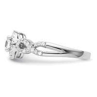 14K White Gold 0.62 Carat Lab Grown Diamond VS SI+ G+ Round Complete Fancy Halo Engagement Ring view 3