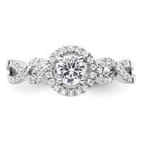 14K White Gold 0.62 Carat Lab Grown Diamond VS SI+ G+ Round Complete Fancy Halo Engagement Ring view 4