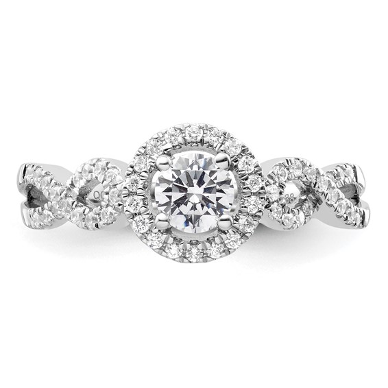 14k White Gold 5/8 carat Lab Grown Diamond VS/SI+ G+ Round Complete Fancy Halo Engagement Ring