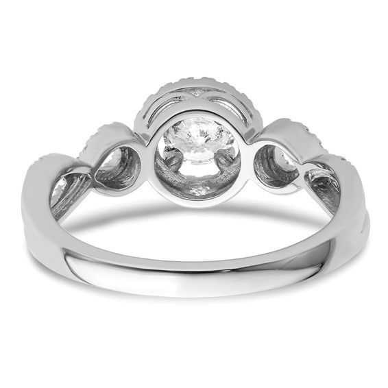 14k White Gold 5/8 carat Lab Grown Diamond VS/SI+ G+ Round Complete Fancy Halo Engagement Ring