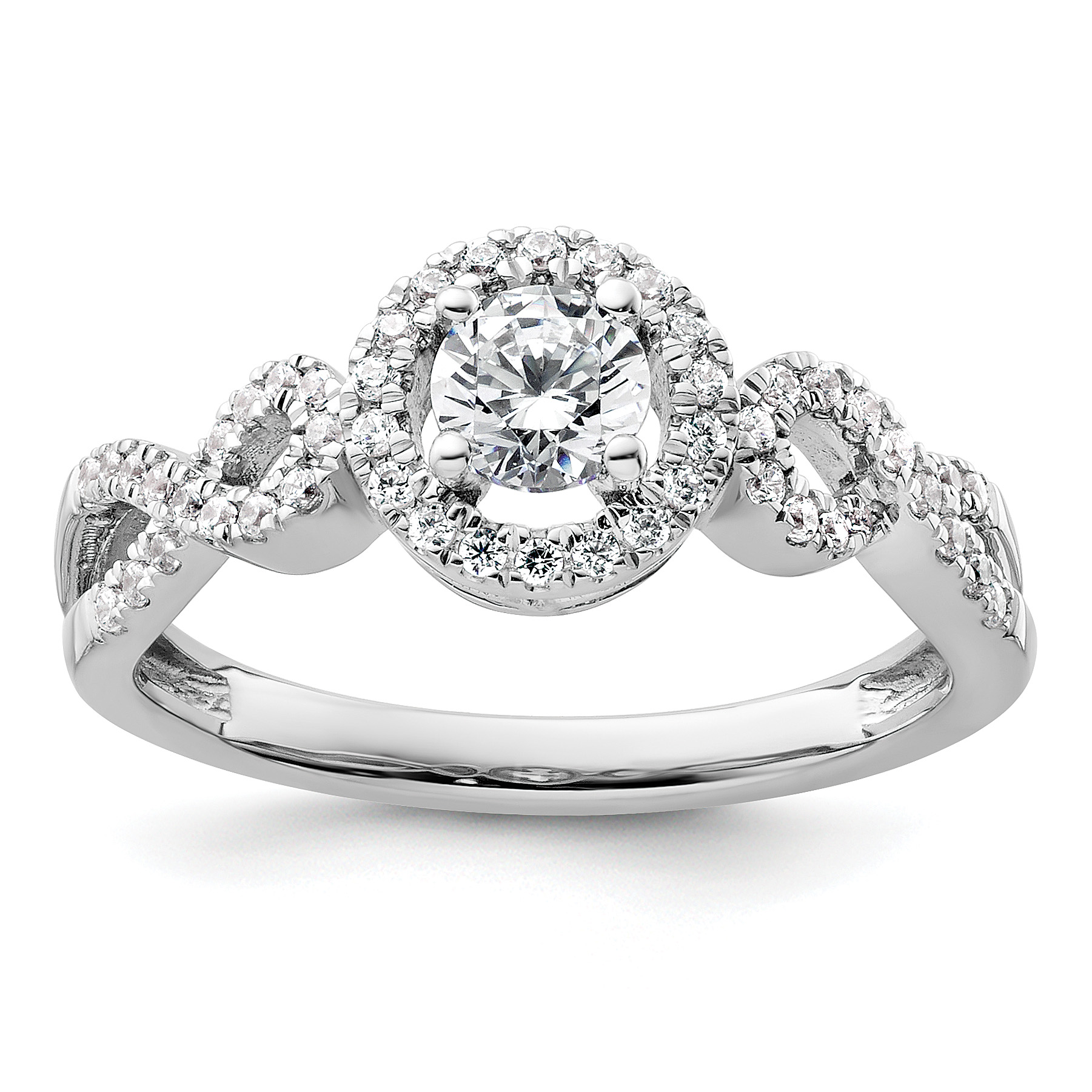 14k White Gold 5/8 carat Lab Grown Diamond VS/SI+ G+ Round Complete Fancy Halo Engagement Ring (RM9439E-038-CWLG)
