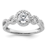 14K White Gold 0.62 Carat Lab Grown Diamond VS SI+ G+ Round Complete Fancy Halo Engagement Ring view 1