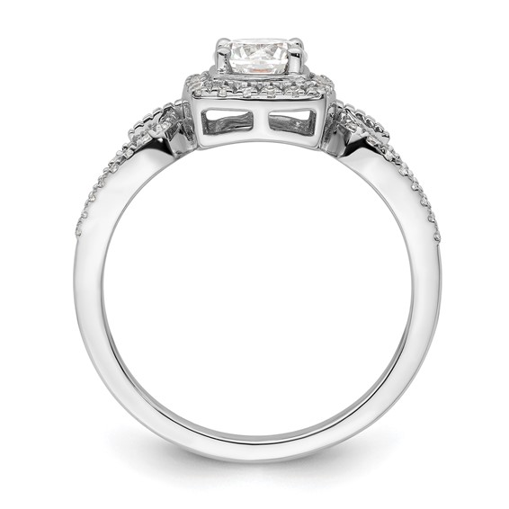 14k White Gold 3/4 carat Lab Grown Diamond VS/SI+ G+ Round Complete Halo Engagement Ring