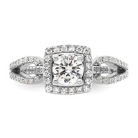 14K White Gold 0.75 Carat Lab Grown Diamond VS SI+ G+ Round Complete Halo Engagement Ring view 4