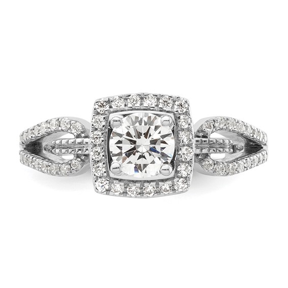 14k White Gold 3/4 carat Lab Grown Diamond VS/SI+ G+ Round Complete Halo Engagement Ring
